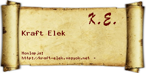 Kraft Elek névjegykártya